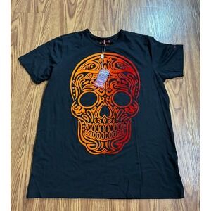 #J115 Ay Guey! Black Skull Short sleeve T Shirt New With Tags Size Large